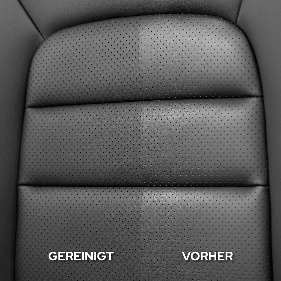 Perforierte Sitzlehne mit Trennkante: gereinigt und vorher