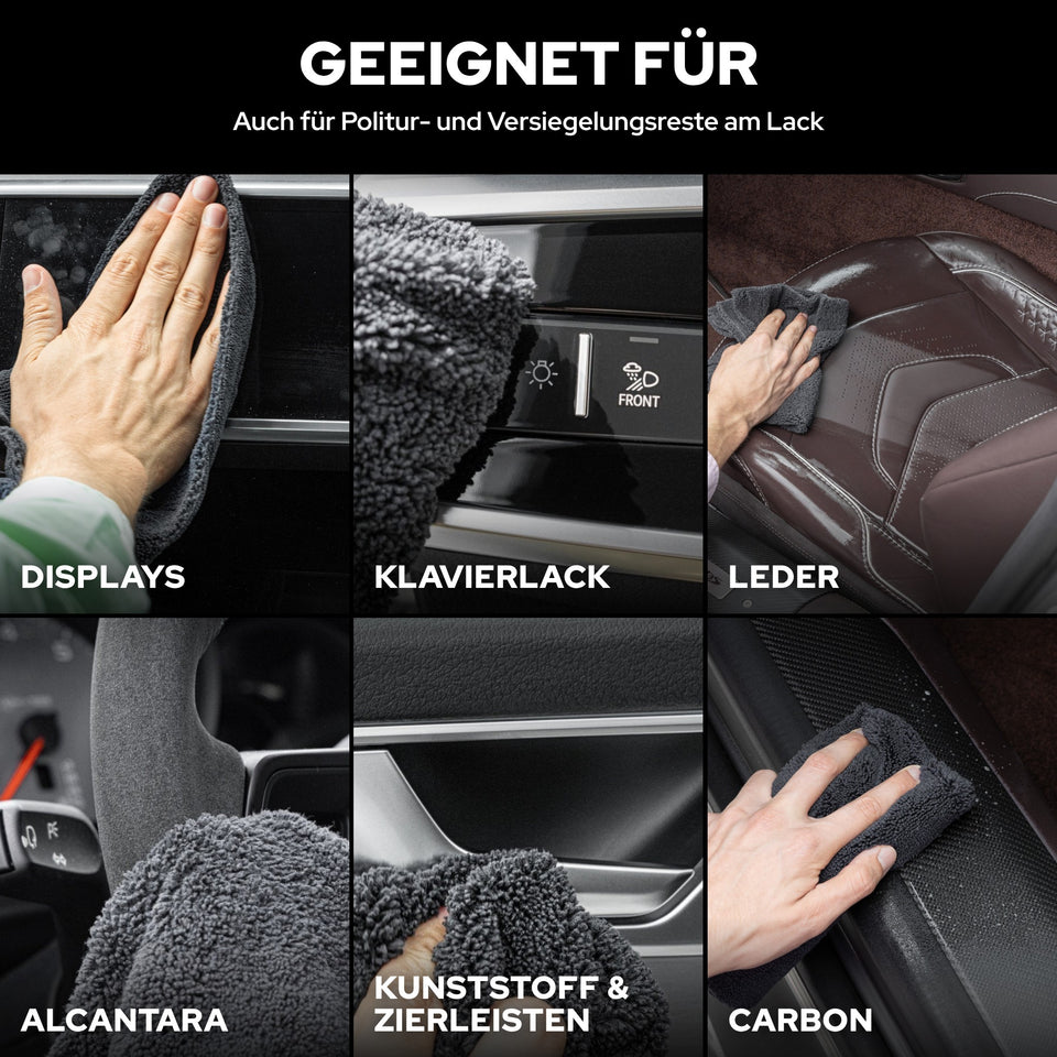 KULT Microfasertuch für Displays, Klavierlack, Leder, Alcantara, Kunststoff, Zierleisten und Carbon