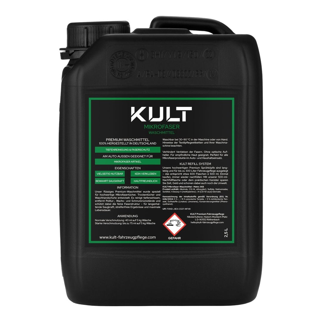 Mikrofaser Waschmittel - Kult Premium Fahrzeugpflege