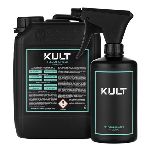 Felgenreiniger pH-neutral Flasche + Kanister Set: Kanister 2,5 Liter und Flasche 500 ml, Vorderansicht