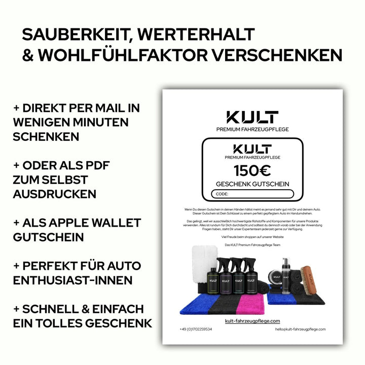 Gutschein via E-Mail - Kult Premium Fahrzeugpflege