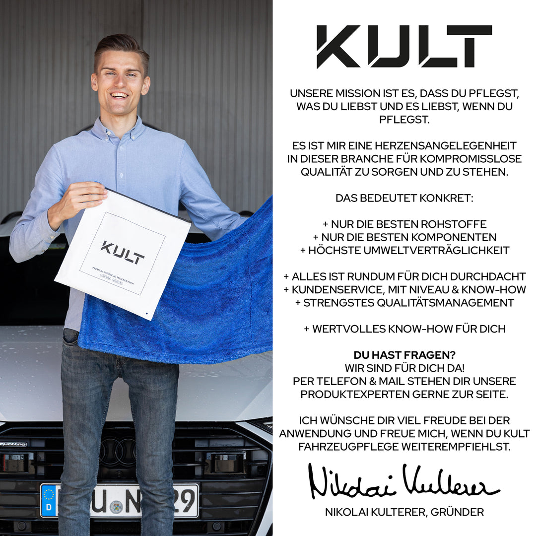 KULT_Premium_Fahrzeugpflege_Autopflege_Auto_Trockentuch_Nikolai_Kulterer_Werte_Mission