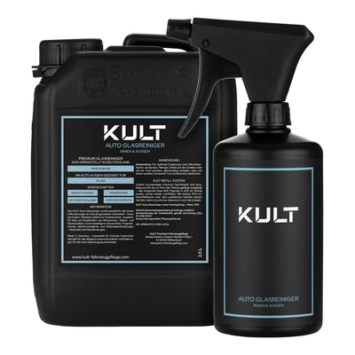 Auto Glasreiniger Flasche + Kanister Set: Kanister 2,5 Liter und Flasche 500 ml, Vorderansicht