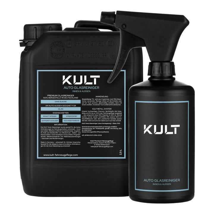 Auto Glasreiniger Flasche + Kanister Set - Kult Premium Fahrzeugpflege