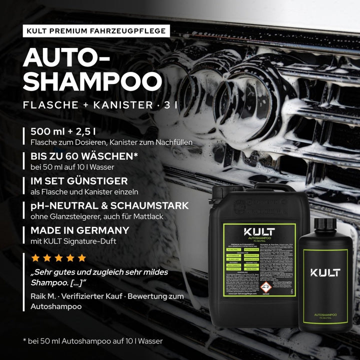 Autoshampoo pH-neutral Flasche + Kanister Set - Kult Premium Fahrzeugpflege