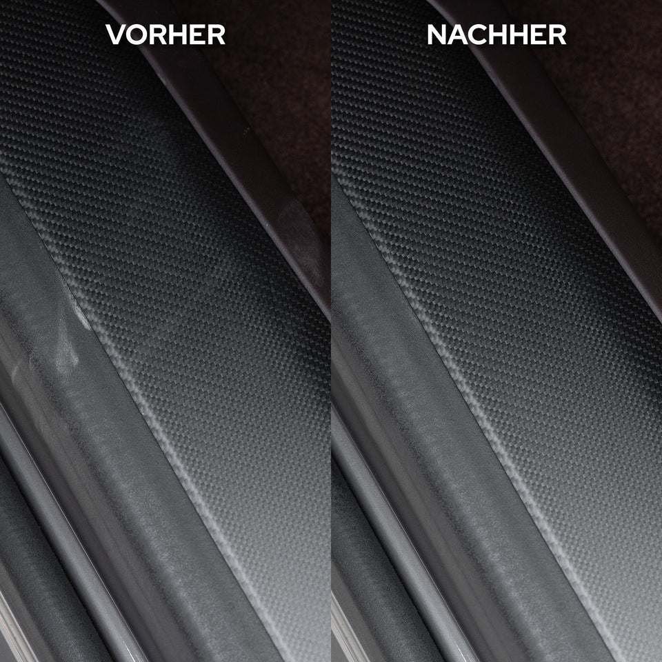Carbon-Einstiegsleiste vorher und nachher