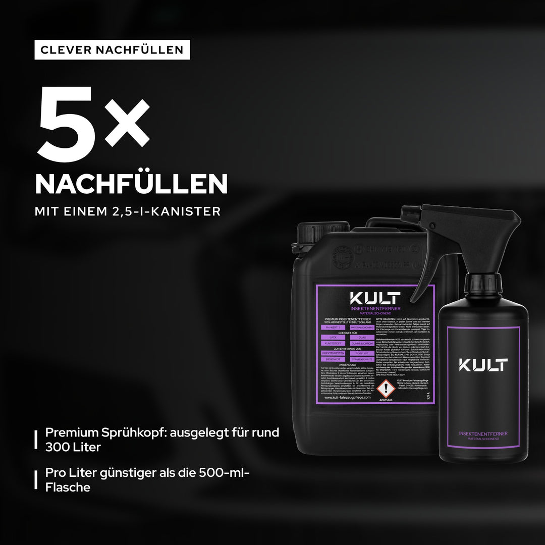 KULT Insektenentferner 2,5-l-Kanister füllt die 500-ml-Sprühflasche fünfmal nach