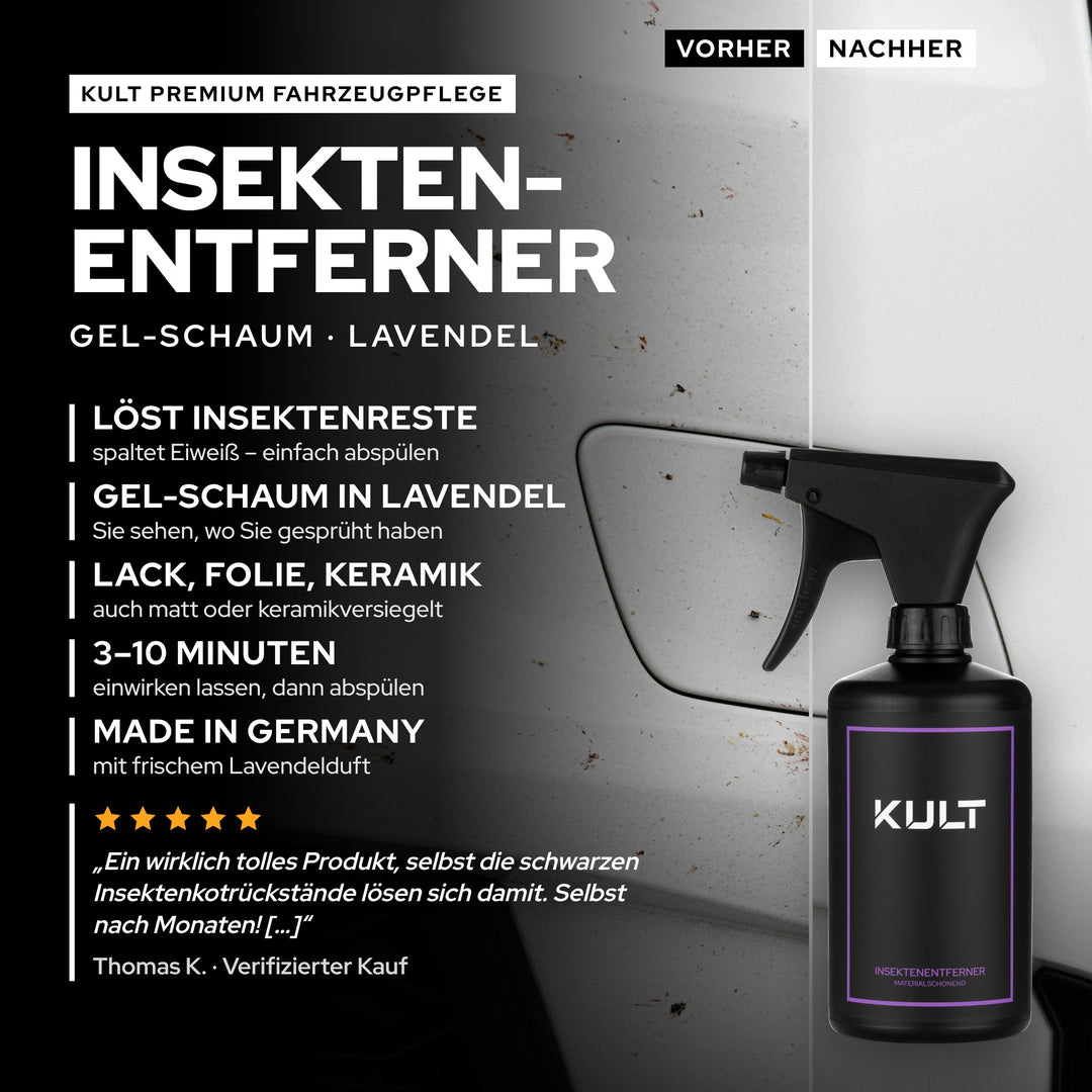 KULT Insektenentferner: Gel-Schaum in Lavendel löst Insektenreste von Lack, Folie und Keramikversiegelung