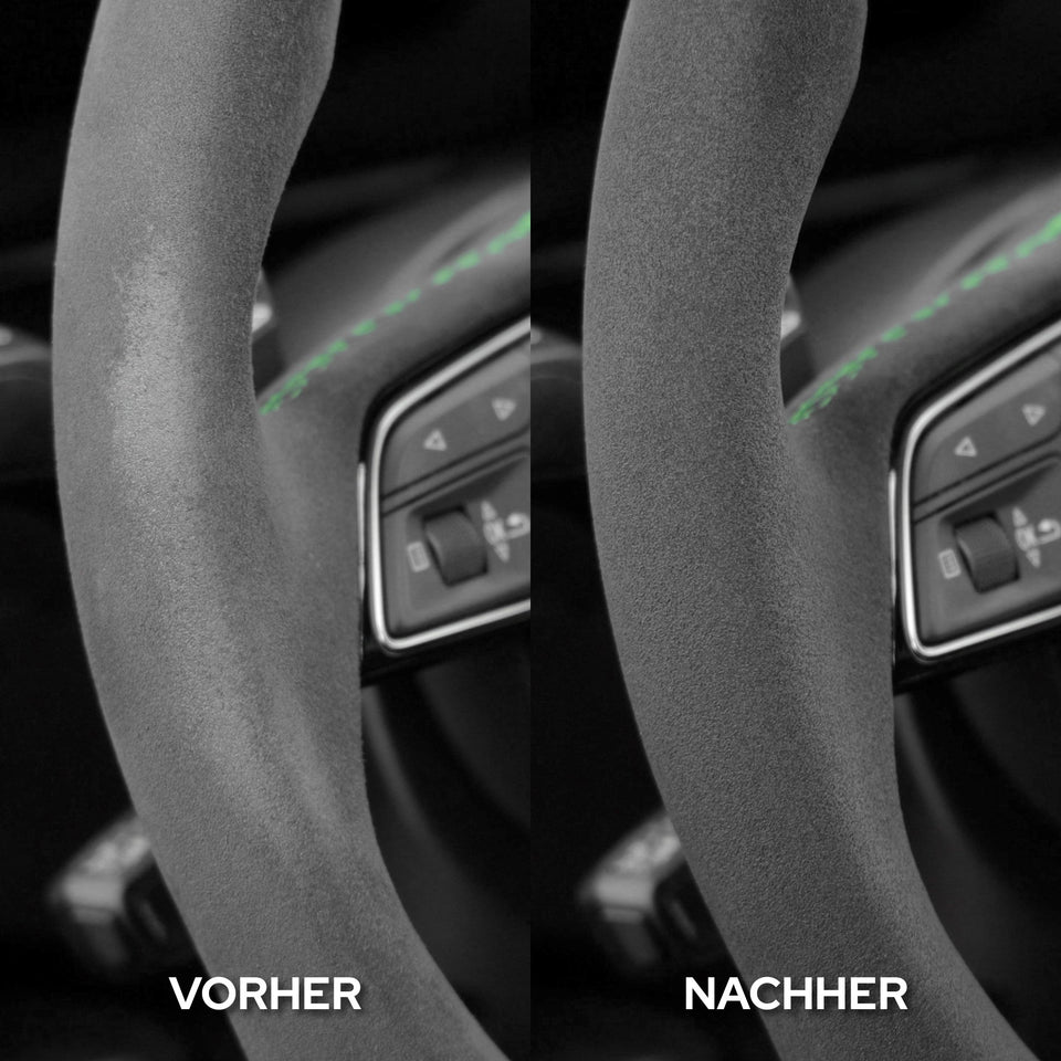 Alcantara-Lenkradkranz vorher und nachher