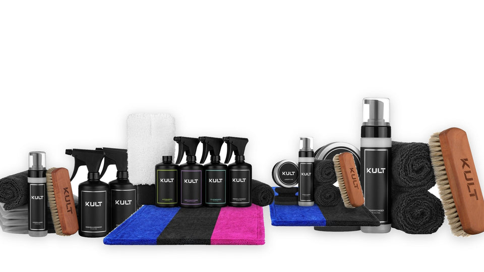 KULT Pflege-Sets mit Reinigern, Bürste und Mikrofasertüchern