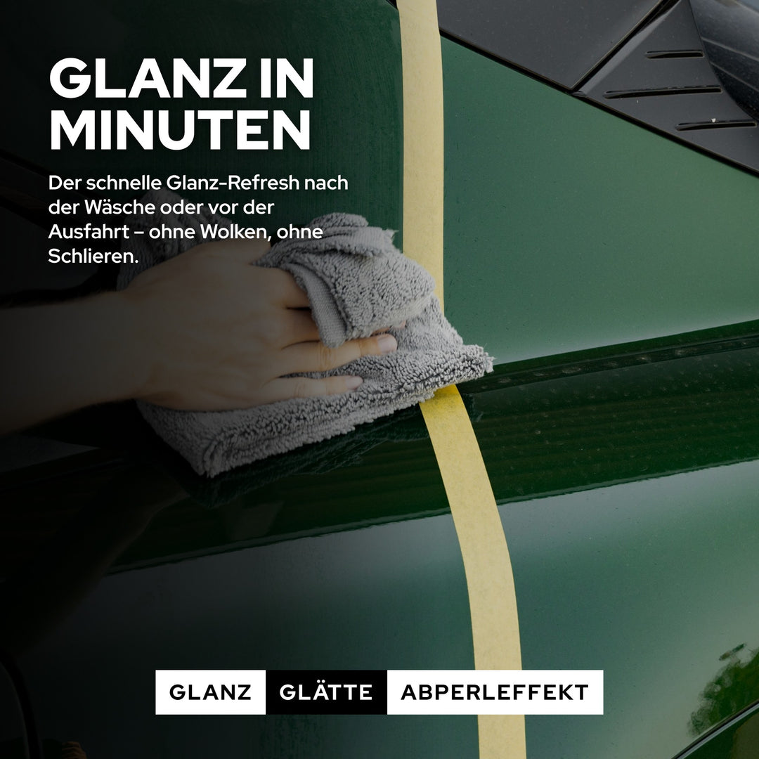 KULT Wachs Detailer: Glanz-Refresh in Minuten mit Mikrofasertuch auf grünem Sportwagenlack