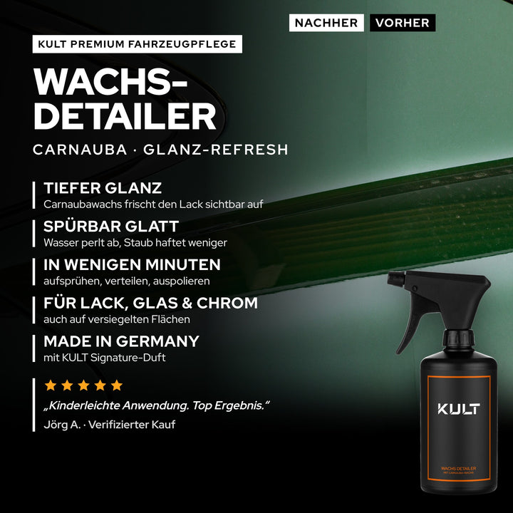 KULT Wachs Detailer mit Carnaubawachs: tiefer Glanz, glatte Oberfläche, für Lack, Glas und Chrom, Made in Germany