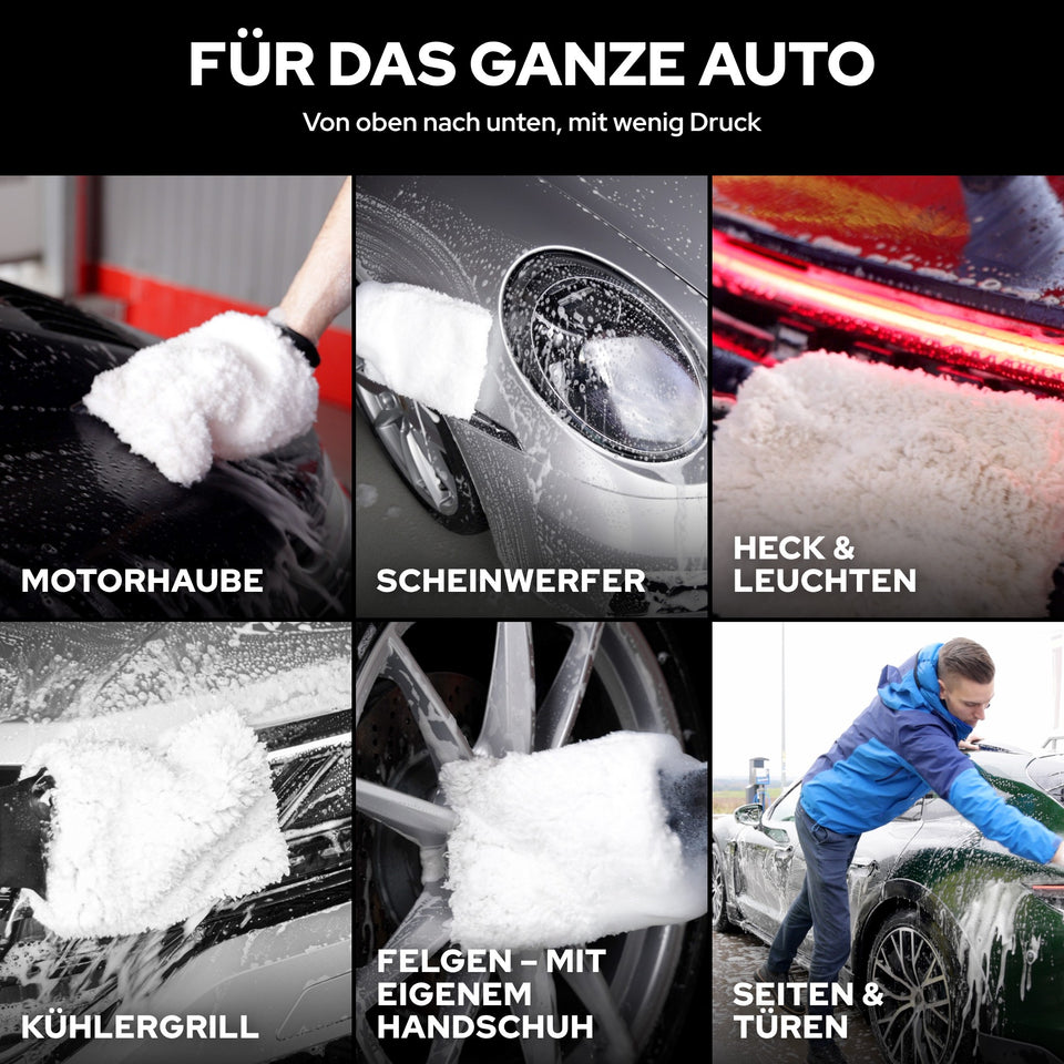KULT Waschhandschuh für Motorhaube, Scheinwerfer, Heck, Kühlergrill, Felgen, Seiten und Türen