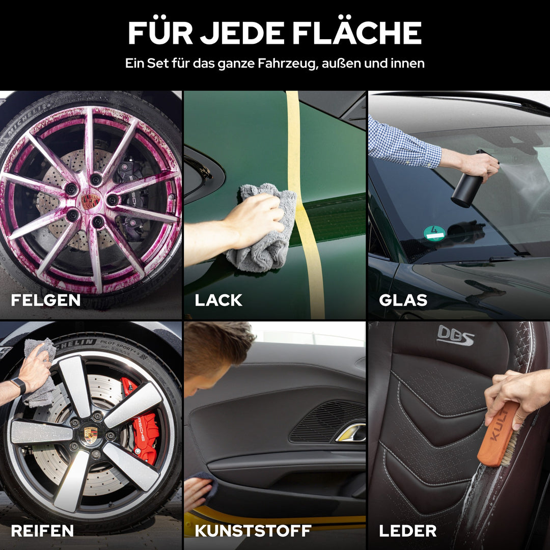 KULT XXL All Inclusive Set für Felgen, Lack, Glas, Reifen, Kunststoff und Leder
