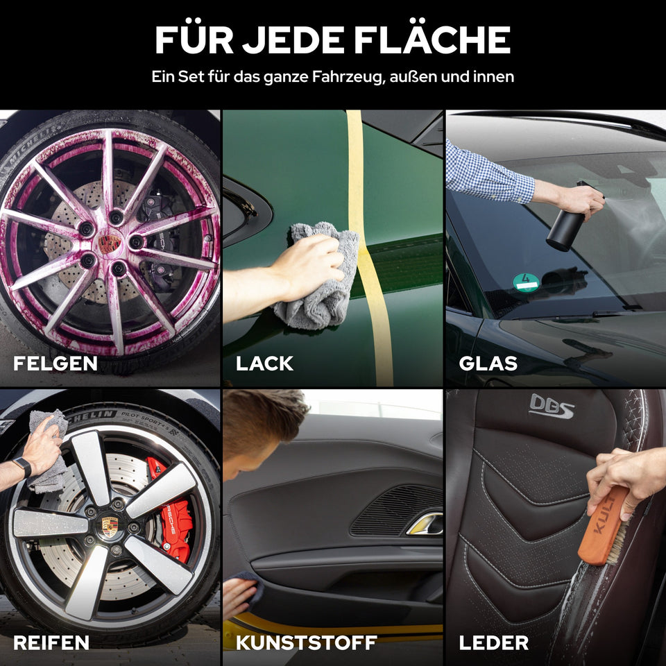 KULT XXL All Inclusive Set für Felgen, Lack, Glas, Reifen, Kunststoff und Leder