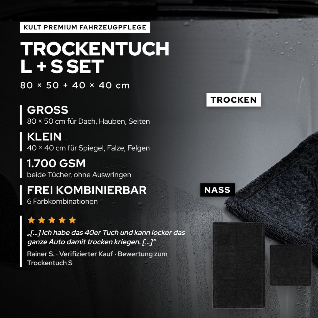 Premium Auto Trockentuch L + S Set - Kult Premium Fahrzeugpflege