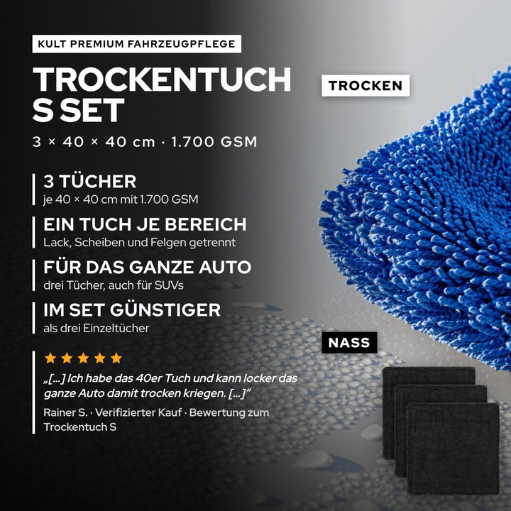 Premium Auto Trockentuch S Set - Kult Premium Fahrzeugpflege
