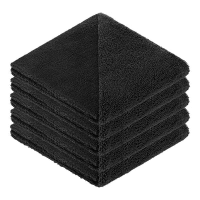 Premium Microfasertuch 5er Set: Stapel schwarzer Mikrofasertücher
