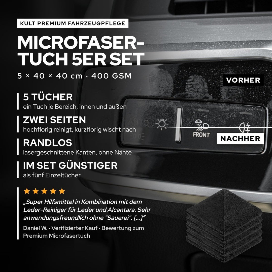 Premium Microfasertuch 5er Set - Kult Premium Fahrzeugpflege