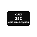 KULT Gutschein via E-Mail – schwarze Geschenk-Gutschein-Karte über 25 €