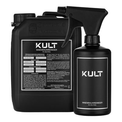 Innenraumreiniger Flasche + Kanister Set: Kanister 2,5 Liter und Flasche 500 ml, Vorderansicht