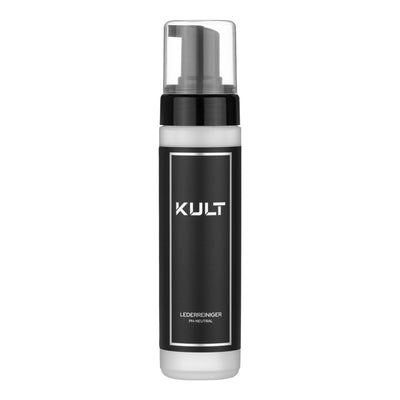 KULT Lederreiniger pH-neutral – Flasche mit Schaumspender, Vorderansicht